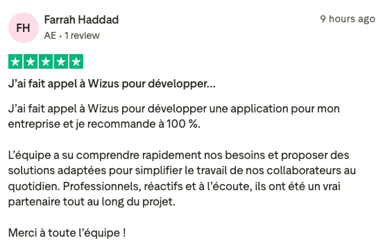 Avis vérifié Trustpilot — Farrah Haddad