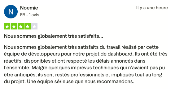 Avis vérifié Trustpilot — Noémie