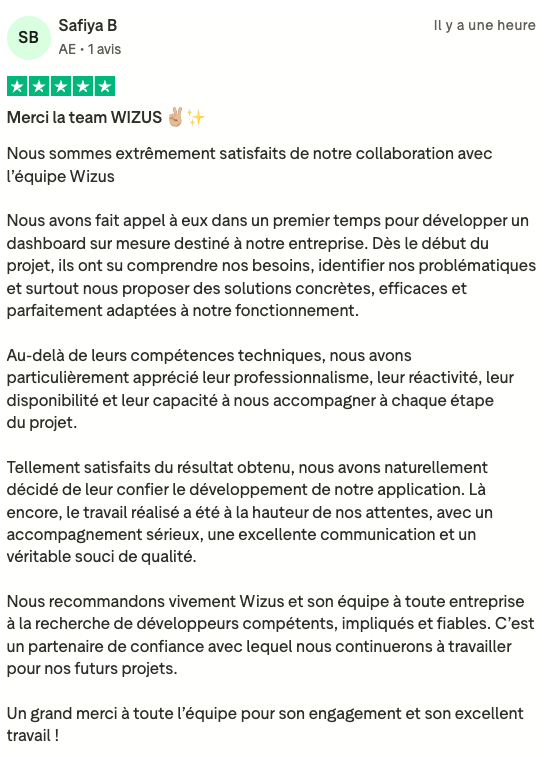 Avis vérifié Trustpilot — Safiya B